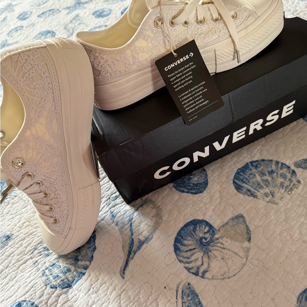 Converse Cream Lace-Up Platform Sneakers - Picture 3 of 3
